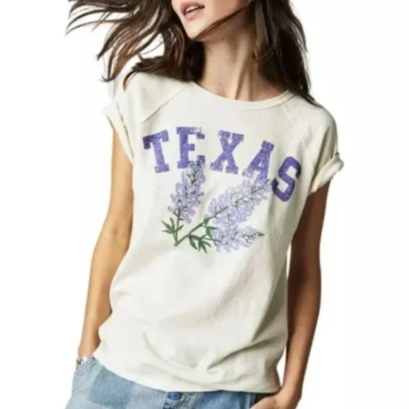NWOT FREE PEOPLE WE THE FREE WOMENS TEXAS TEE SHIRT TOP SHORT SLEEVE STATE SMALL - Picture 3 of 8